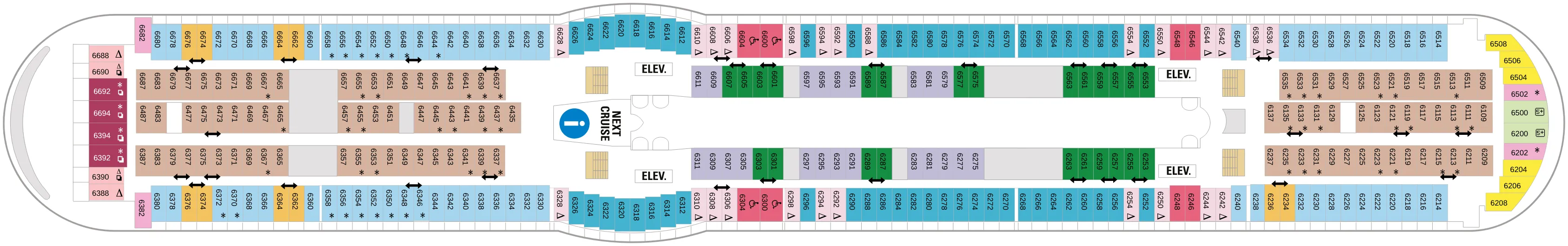 Dekplan dek 6 van de Voyager of the Seas