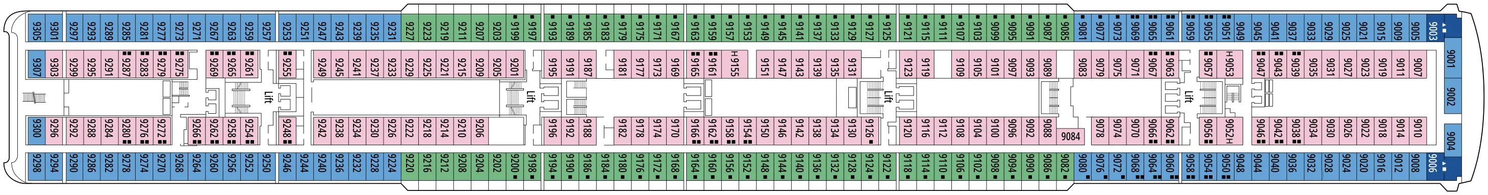 Dekplan dek 9 van de MSC Lirica