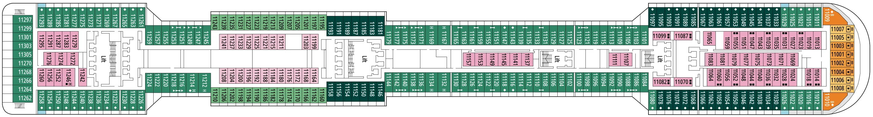 Dekplan dek 11 van de MSC Divina