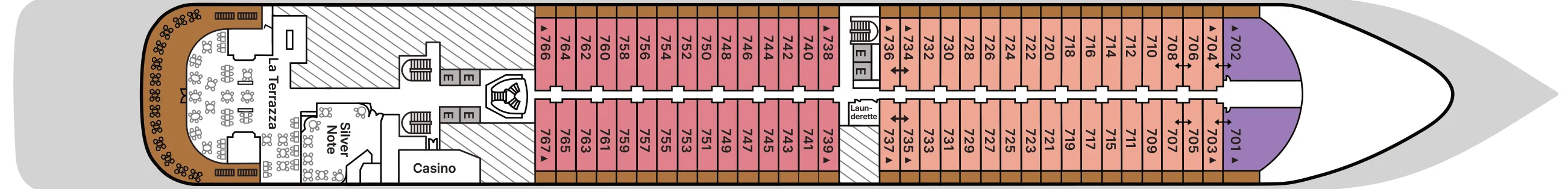 Dekplan dek 7 van de Silver Dawn
