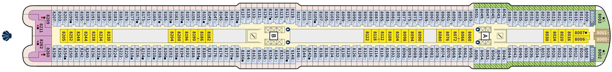 Dekplan dek 8 van de Mein Schiff 2