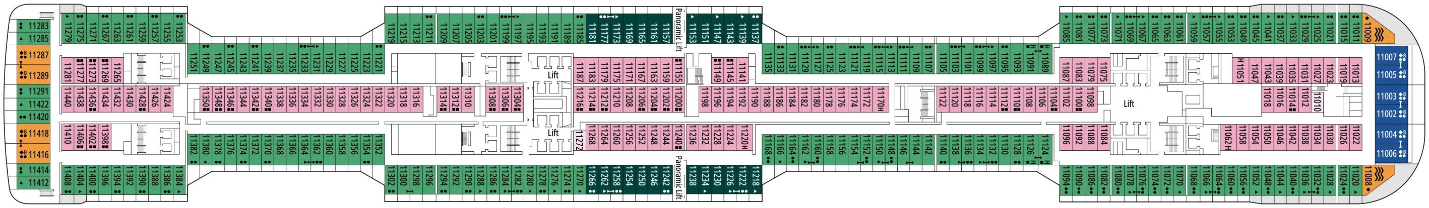 Dekplan dek 11 van de MSC Grandiosa
