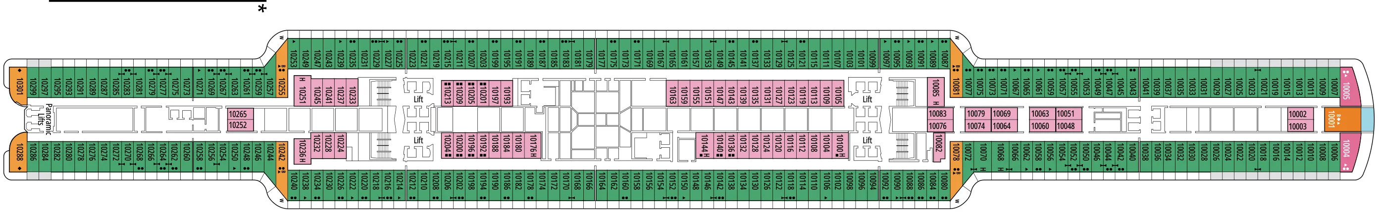 Dekplan dek 10 van de MSC Seashore