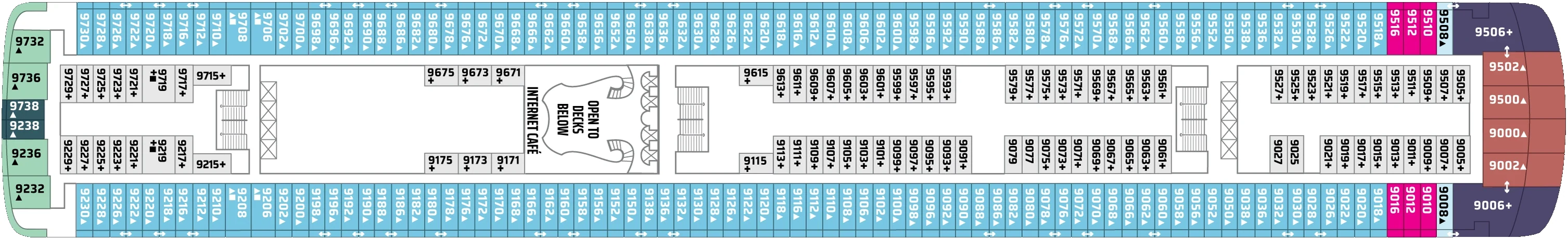 Dekplan dek 9 van de Norwegian Star
