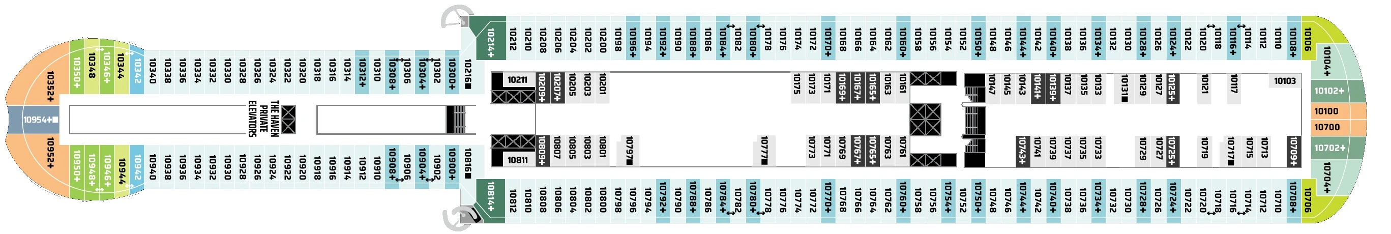 Dekplan dek 10 van de Norwegian Viva