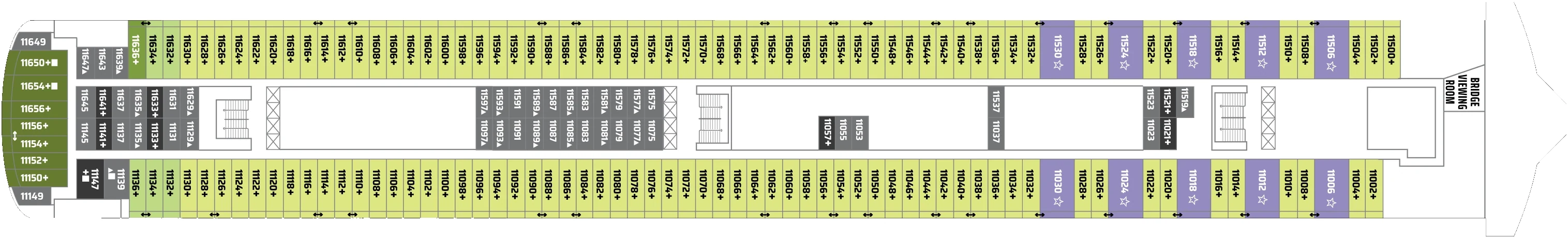 Dekplan dek 11 van de Norwegian Gem