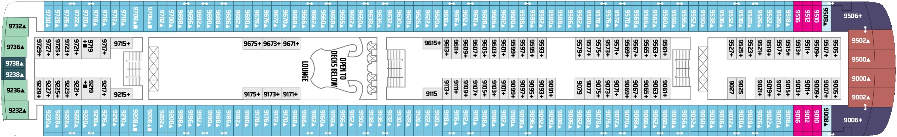 Dekplan dek 9 van de Norwegian Dawn
