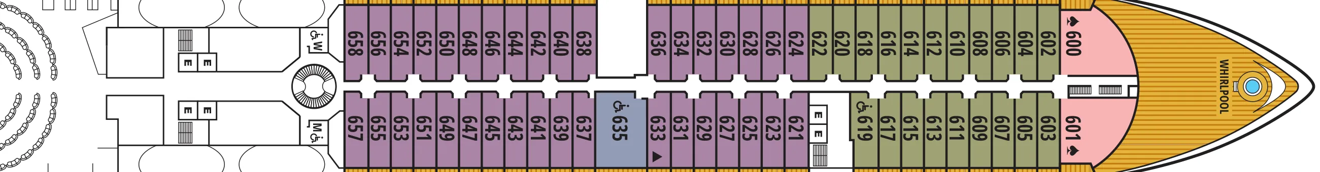 Dekplan dek 6 van de Seabourn Quest