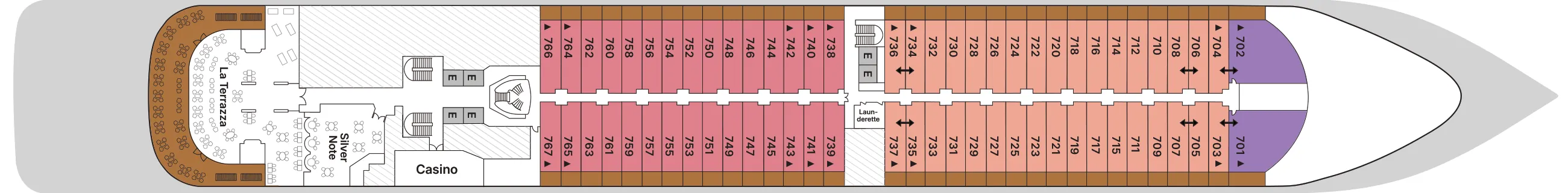 Dekplan dek 7 van de Silver Muse