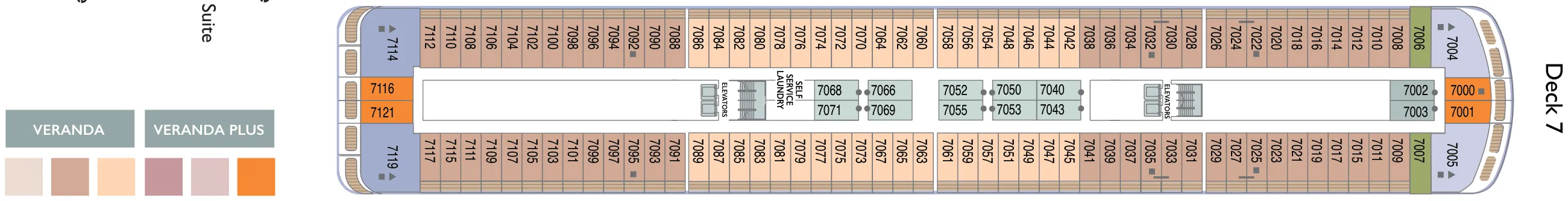 Dekplan dek 7 van de Azamara Quest