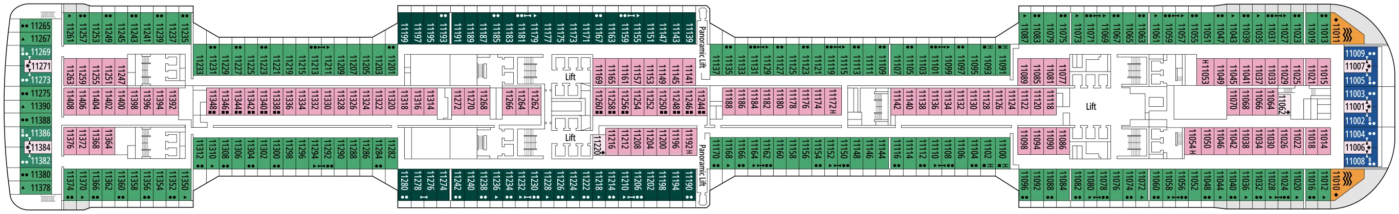 Dekplan dek 11 van de MSC Meraviglia