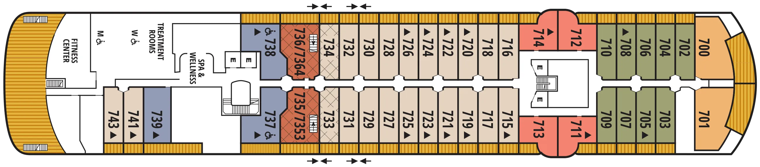 Dekplan dek 7 van de Seabourn Pursuit