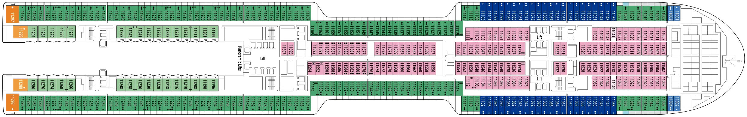 Dekplan dek 11 van de MSC World Asia