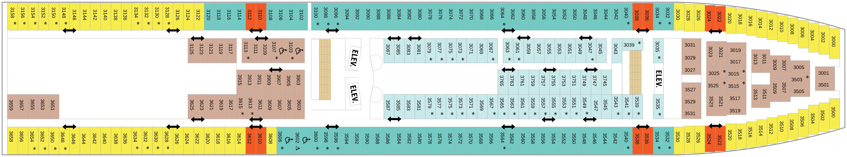 Dekplan dek 3 van de Grandeur of the Seas