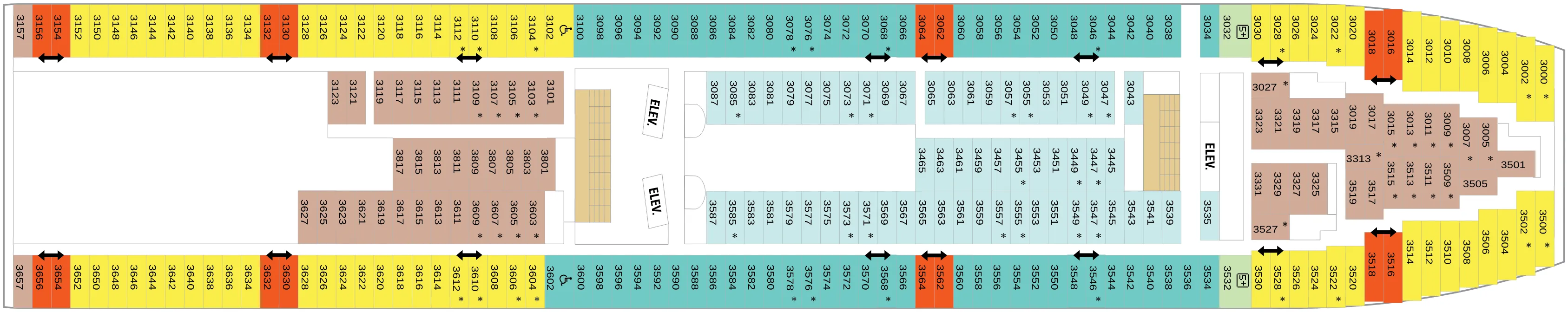 Dekplan dek 3 van de Rhapsody of the Seas