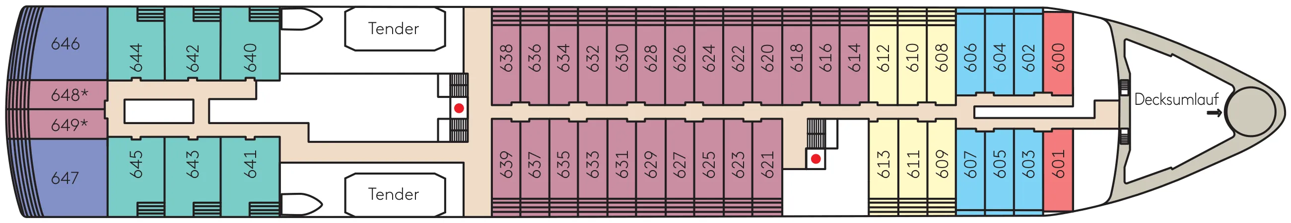 Dekplan dek 6 van de HANSEATIC inspiration