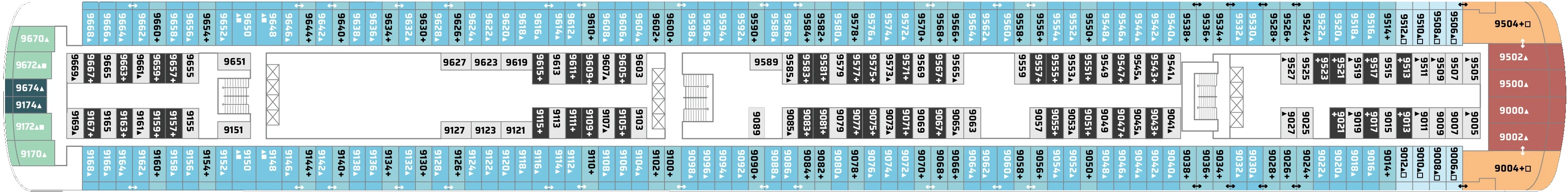 Dekplan dek 9 van de Norwegian Jade