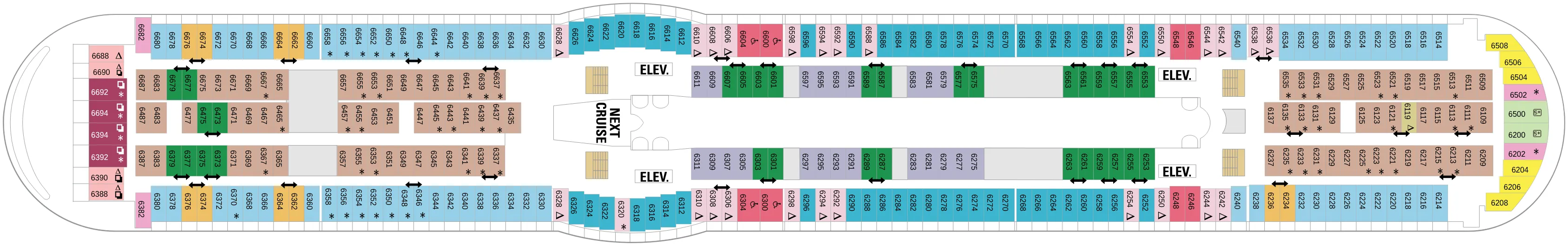 Dekplan dek 6 van de Explorer of the Seas