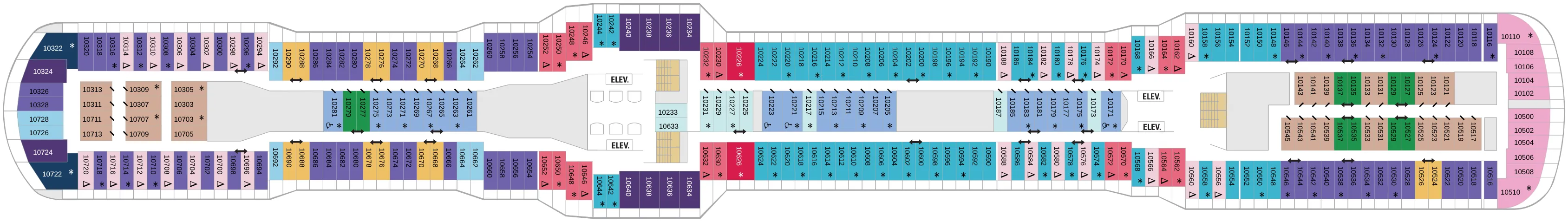 Dekplan dek 10 van de Odyssey of the Seas