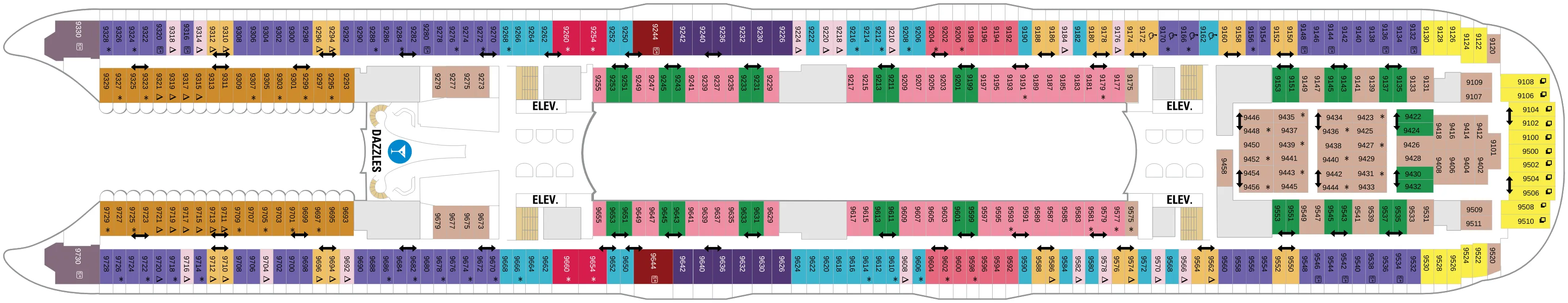 Dekplan dek 9 van de Allure of the Seas