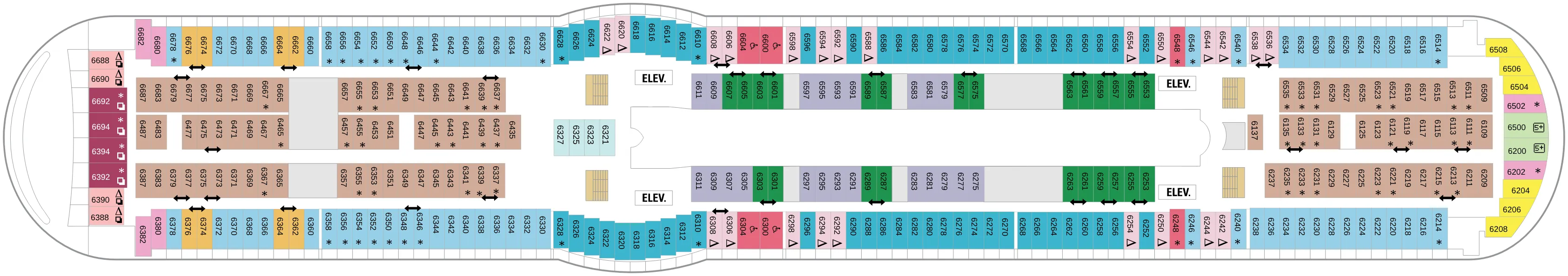 Dekplan dek 6 van de Mariner of the Seas