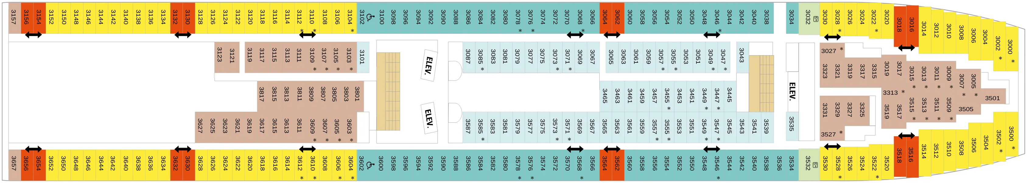 Dekplan dek 3 van de Vision of the Seas