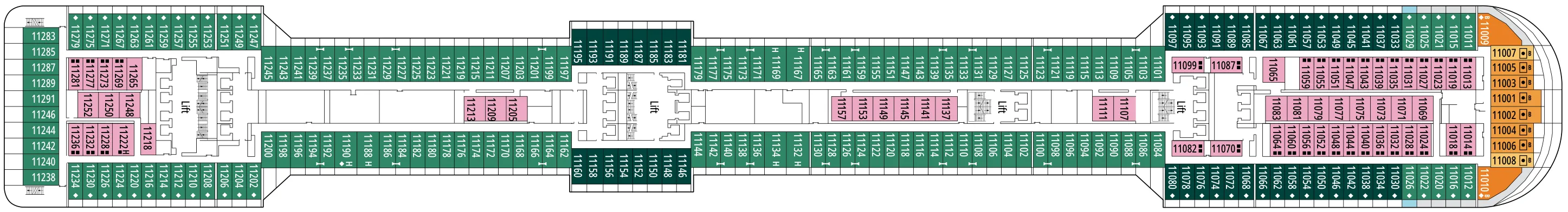 Dekplan dek 11 van de MSC Fantasia