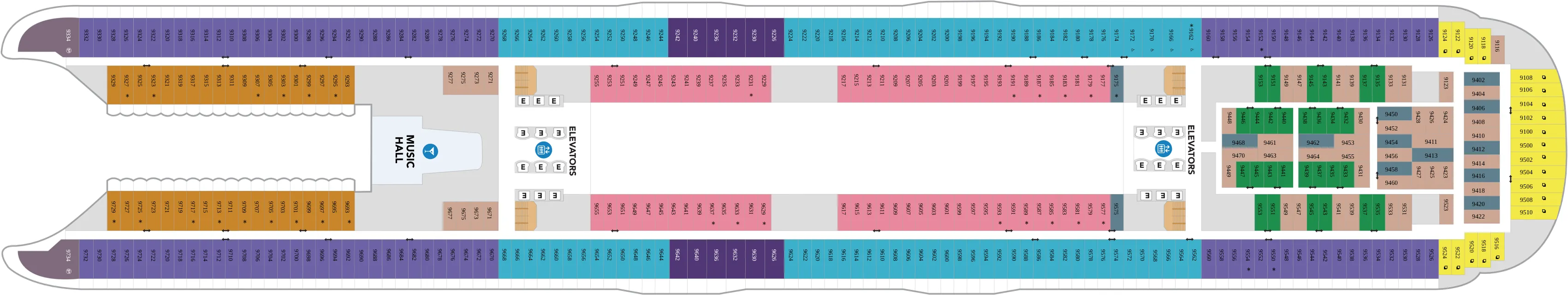 Dekplan dek 9 van de Utopia of the Seas