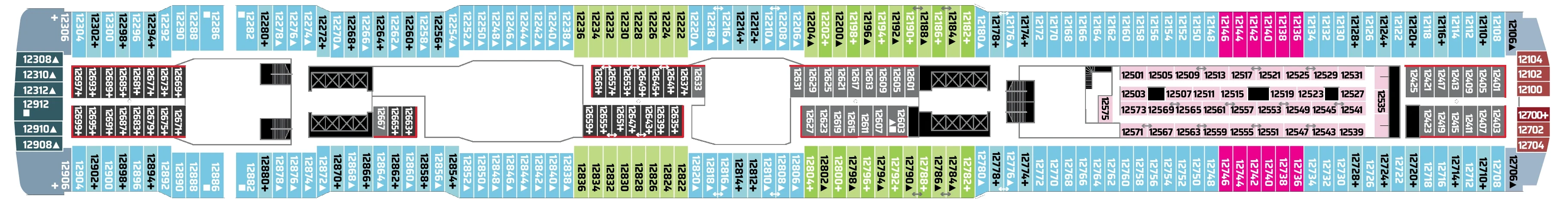 Dekplan dek 12 van de Norwegian Bliss
