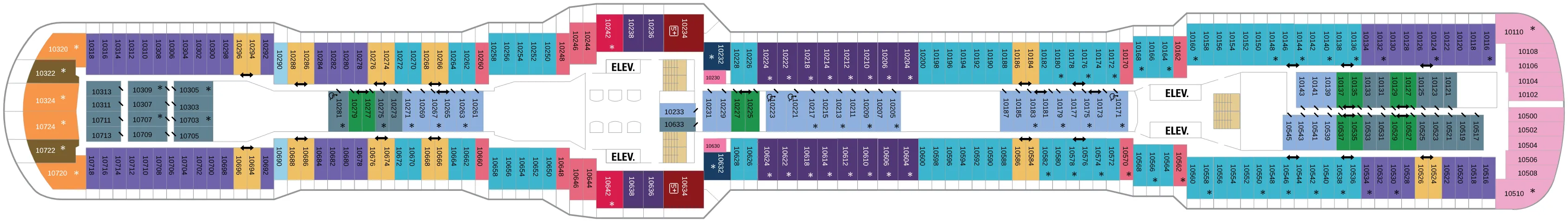 Dekplan dek 10 van de Anthem of the Seas