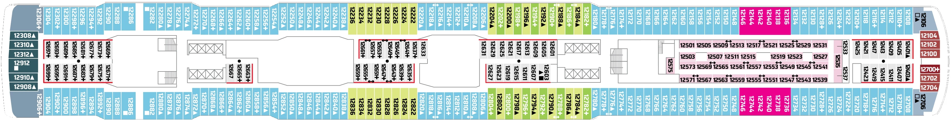Dekplan dek 12 van de Norwegian Encore