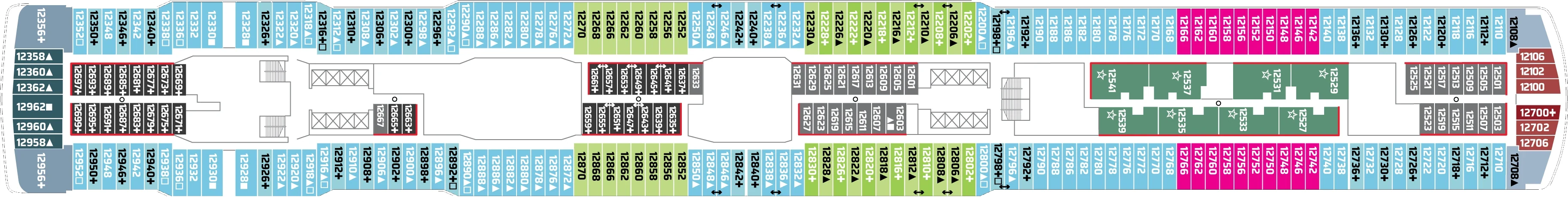 Dekplan dek 12 van de Norwegian Joy