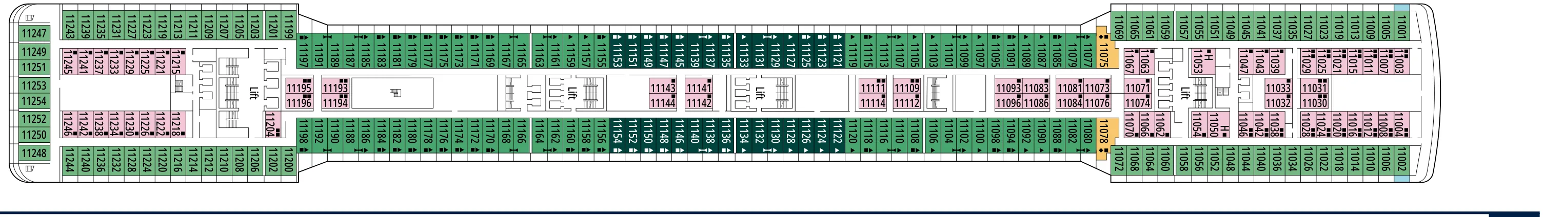 Dekplan dek 11 van de MSC Magnifica